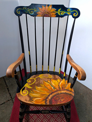 Hand painted sunflower rocking - painted,